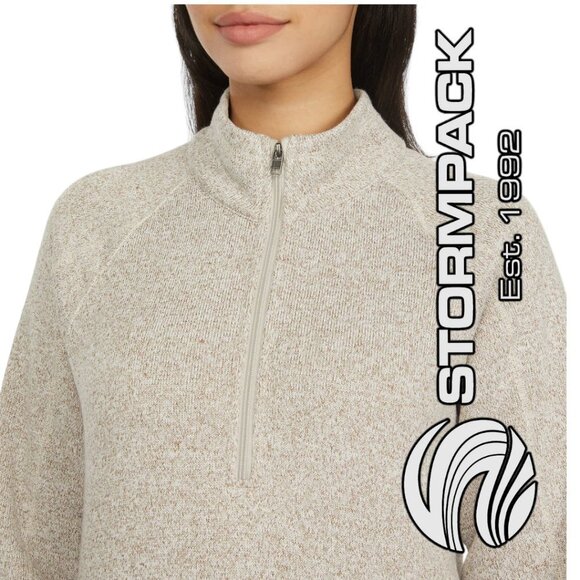 Stormpack | Ladies' Sweater Fleece Quarter Zip Pullover | Beige - Picture 2 of 4